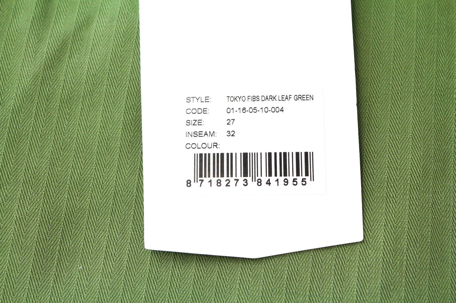 DENHAM Tokyo Men's Trousers W27/L32 Drop Carrot Fit Green Cotton Stretch Casual