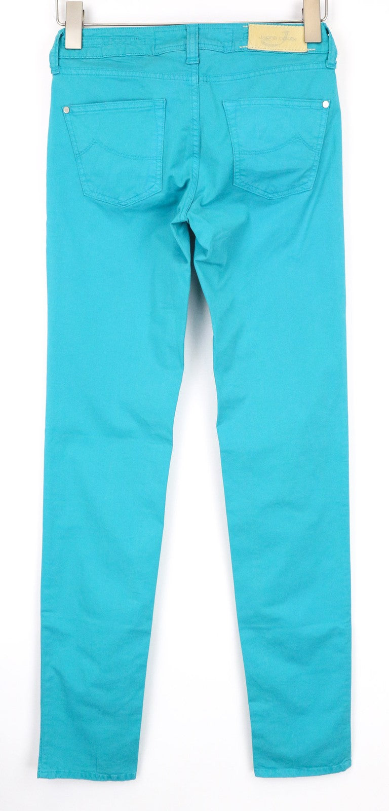 JACOB COHEN J711 Women Aqua Blue Slim Cotton Stretch Pants W25 Flat Front