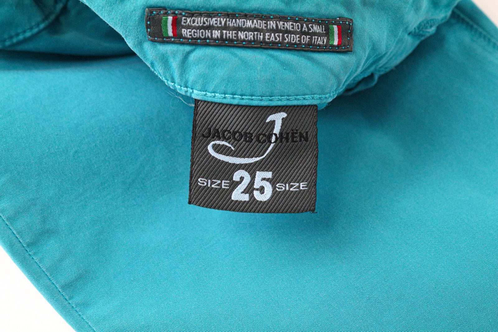 JACOB COHEN J711 Women Aqua Blue Slim Cotton Stretch Pants W25 Flat Front