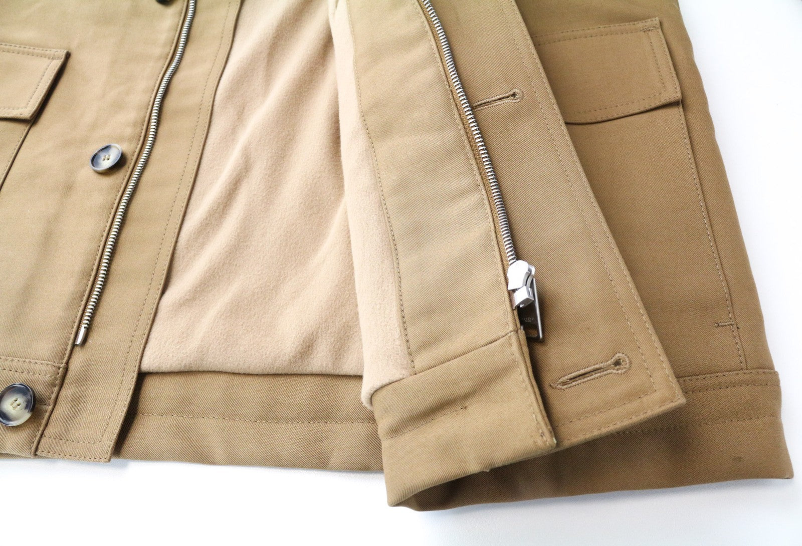 SANDRO Men's Camel Brown Cotton Hooded Casual Jacket L Single-Breasted Style