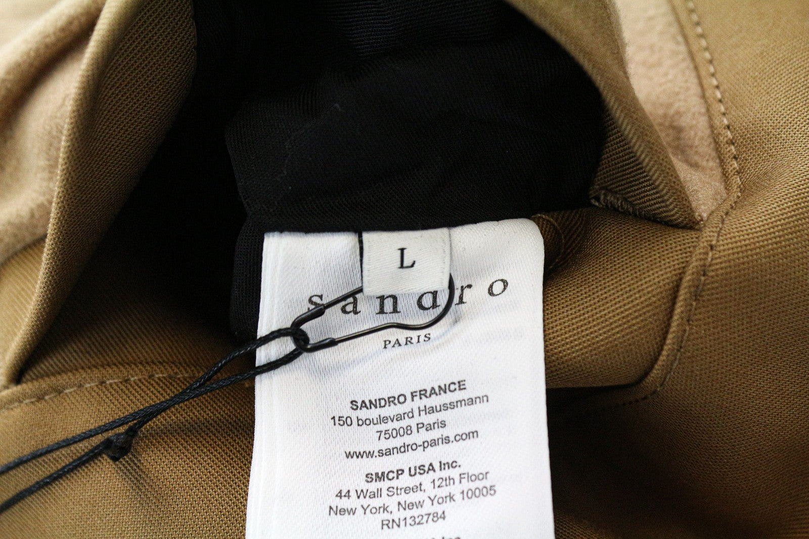 SANDRO Men's Camel Brown Cotton Hooded Casual Jacket L Single-Breasted Style