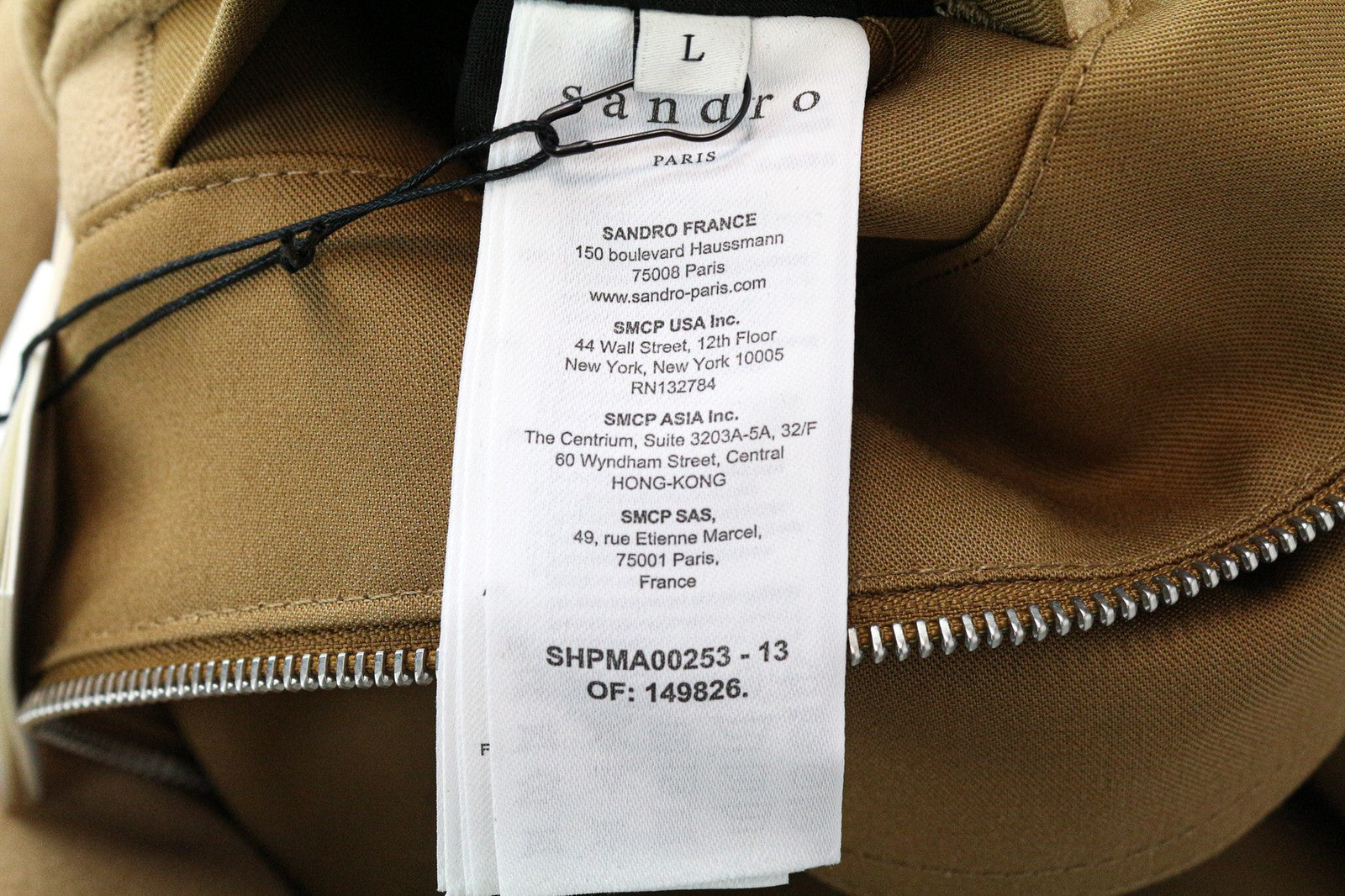 SANDRO Men's Camel Brown Cotton Hooded Casual Jacket L Single-Breasted Style