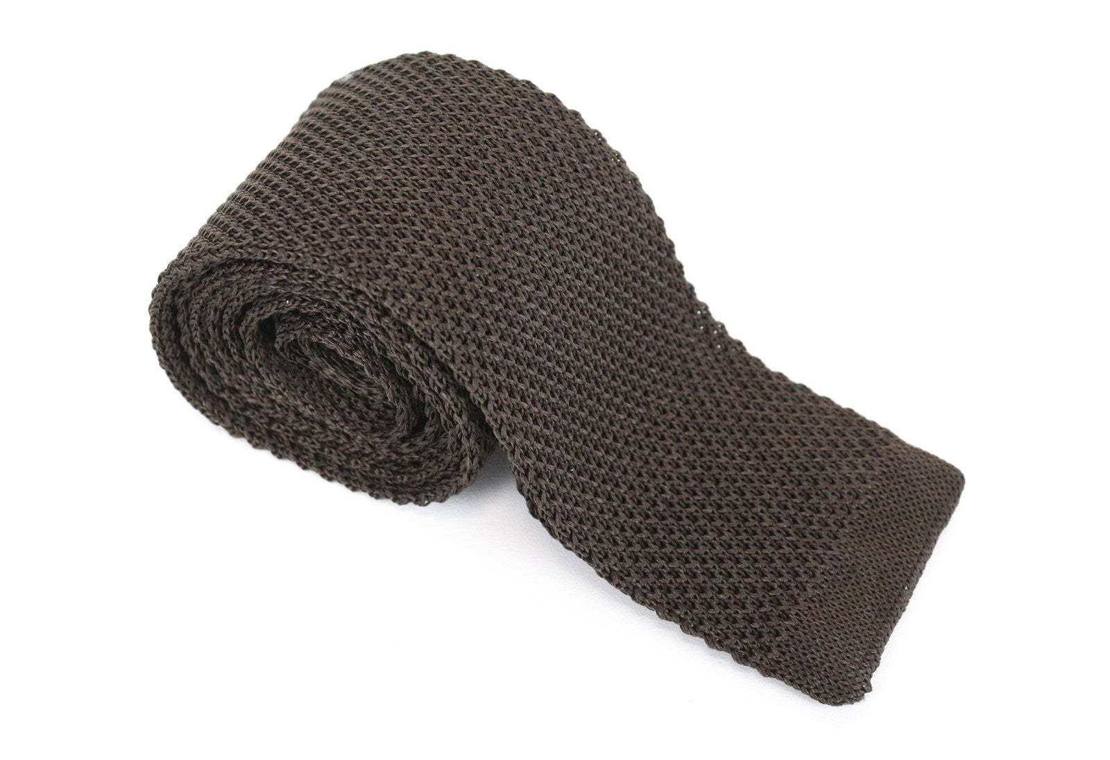SUITSUPPLY Men's Silk Tie 148x5.5cm Dark Brown Textured Knitted Slim Necktie