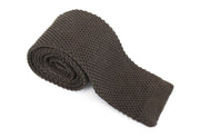 SUITSUPPLY Men's Silk Tie 148x5.5cm Dark Brown Textured Knitted Slim Necktie
