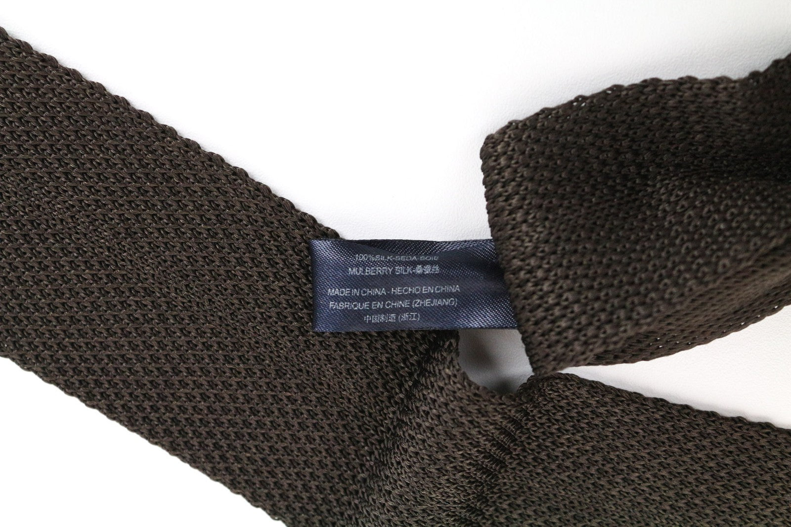 SUITSUPPLY Men's Silk Tie 148x5.5cm Dark Brown Textured Knitted Slim Necktie