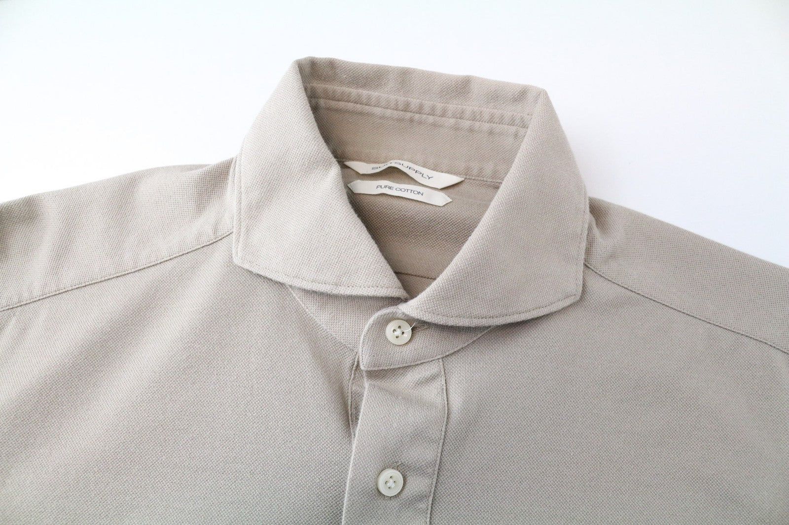 SUITSUPPLY Men's Beige Polo Shirt 39/15 1/2/40/15 3/4 Cotton Extra Slim Tailored