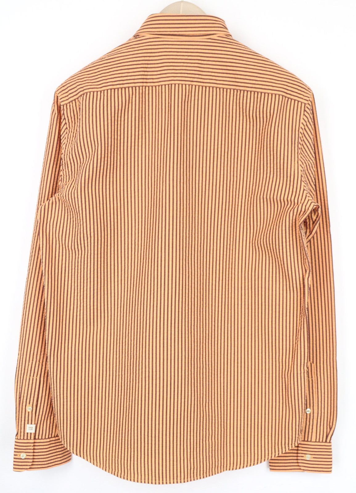 SCOTCH & SODA Men's M Orange Cotton Striped Seersucker-Like Button Down Shirt