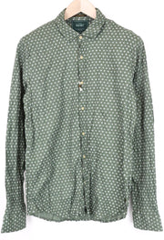 SCOTCH & SODA Men's ~S Moss Green Patterned Cotton Button Up Classic Shirt