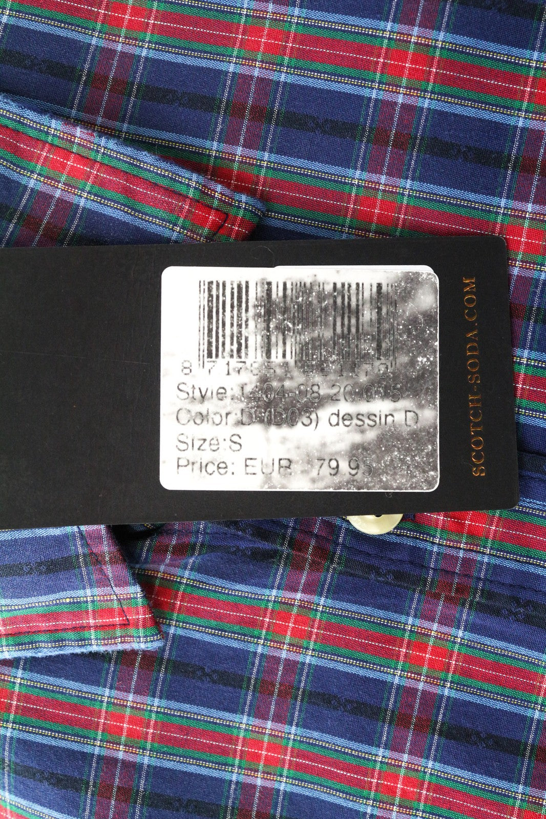 SCOTCH & SODA Men's S Blue Plaid Check Melange Pure Cotton Classic Button Up