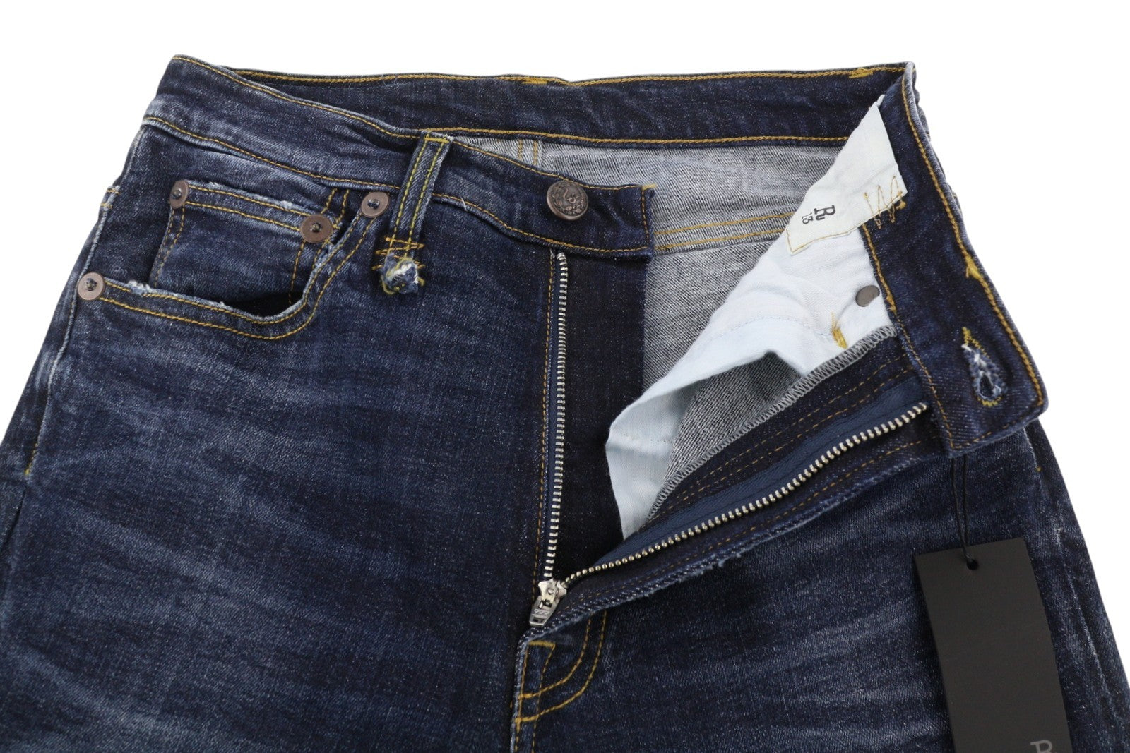 R13 High Rise Skinny Women Jeans 27 Howell Indigo Faded Whiskers Distress Denim