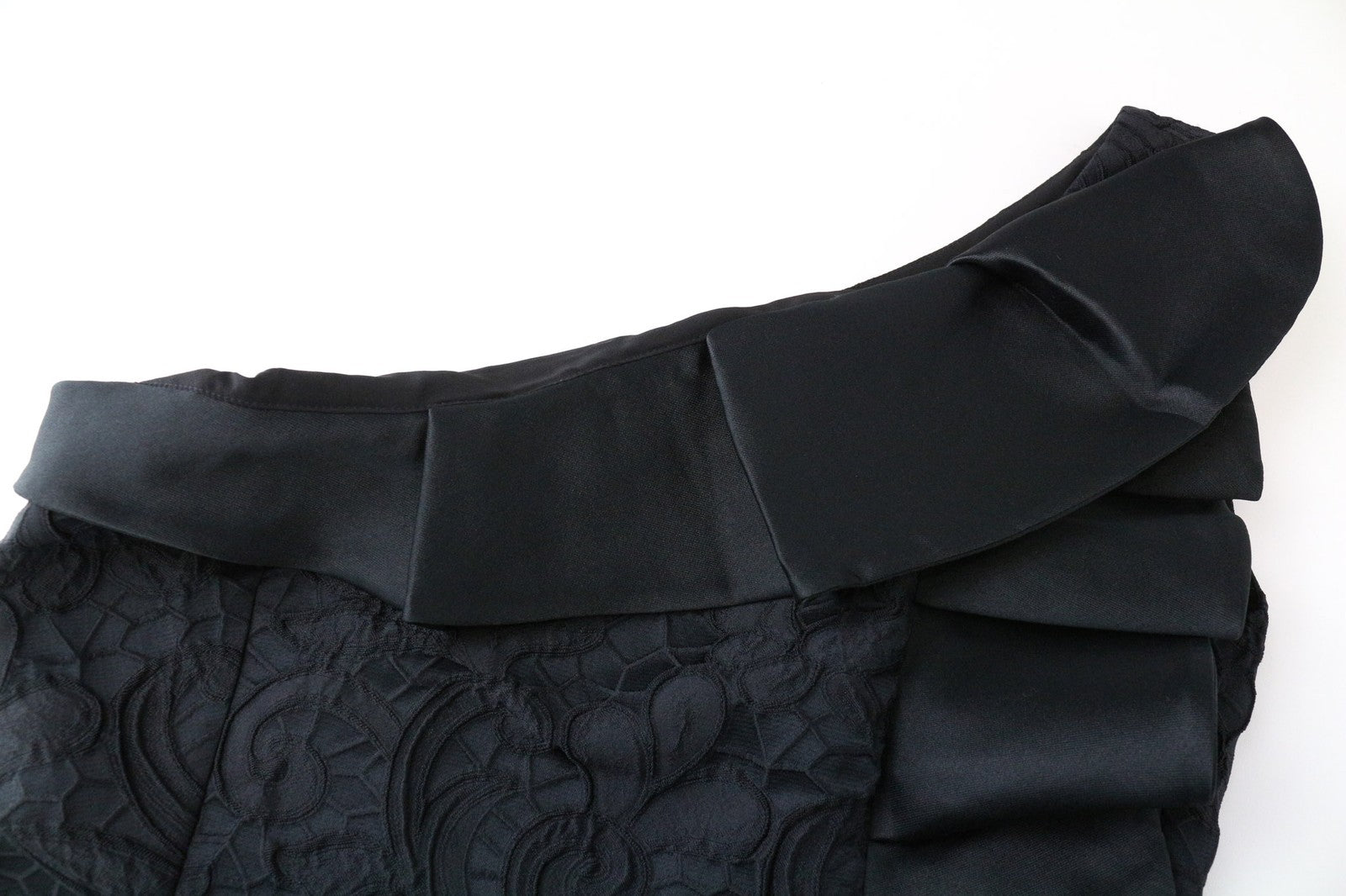 CHRISTIAN PELIZZARI Women's IT46 Black Embroidered Off-Shoulder Ruffled Dress