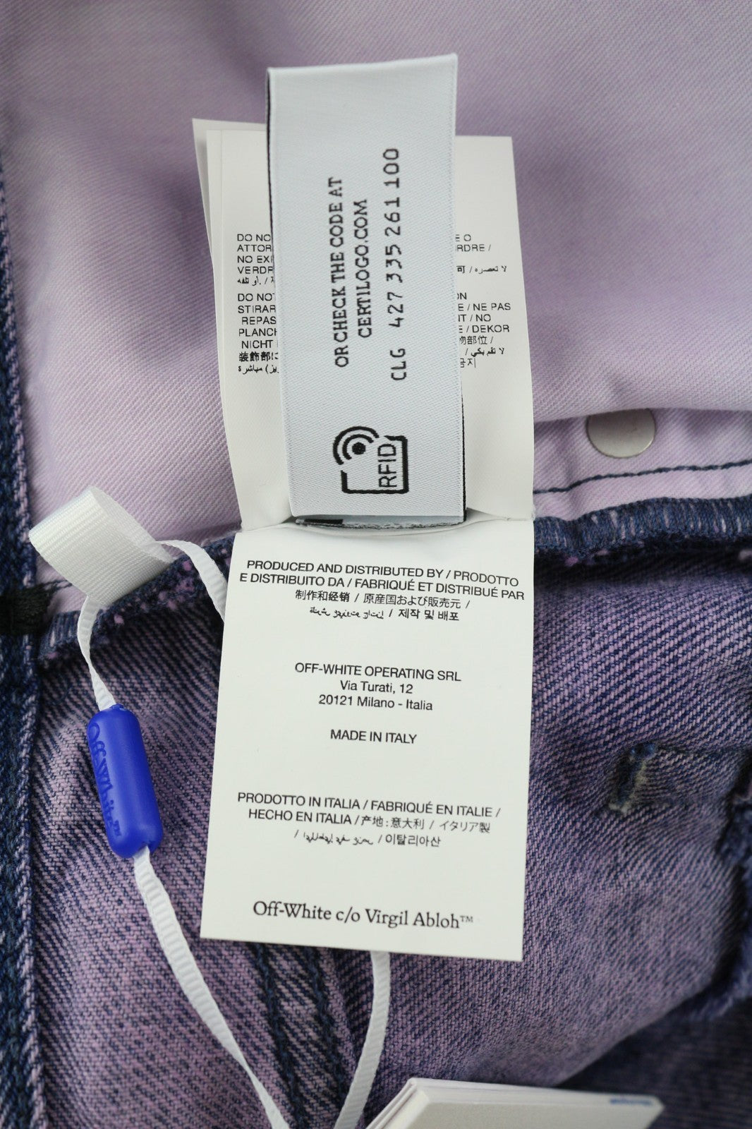 OFF-WHITE c/o VIRGIL ABLOH Punk Striped Straight Men Jeans W33 Cut-Out RRP€999