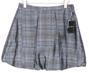 EMPORIO ARMANI Women's IT44/UK12 Grey Pleated Bubble Mini Skirt Lined Patterned