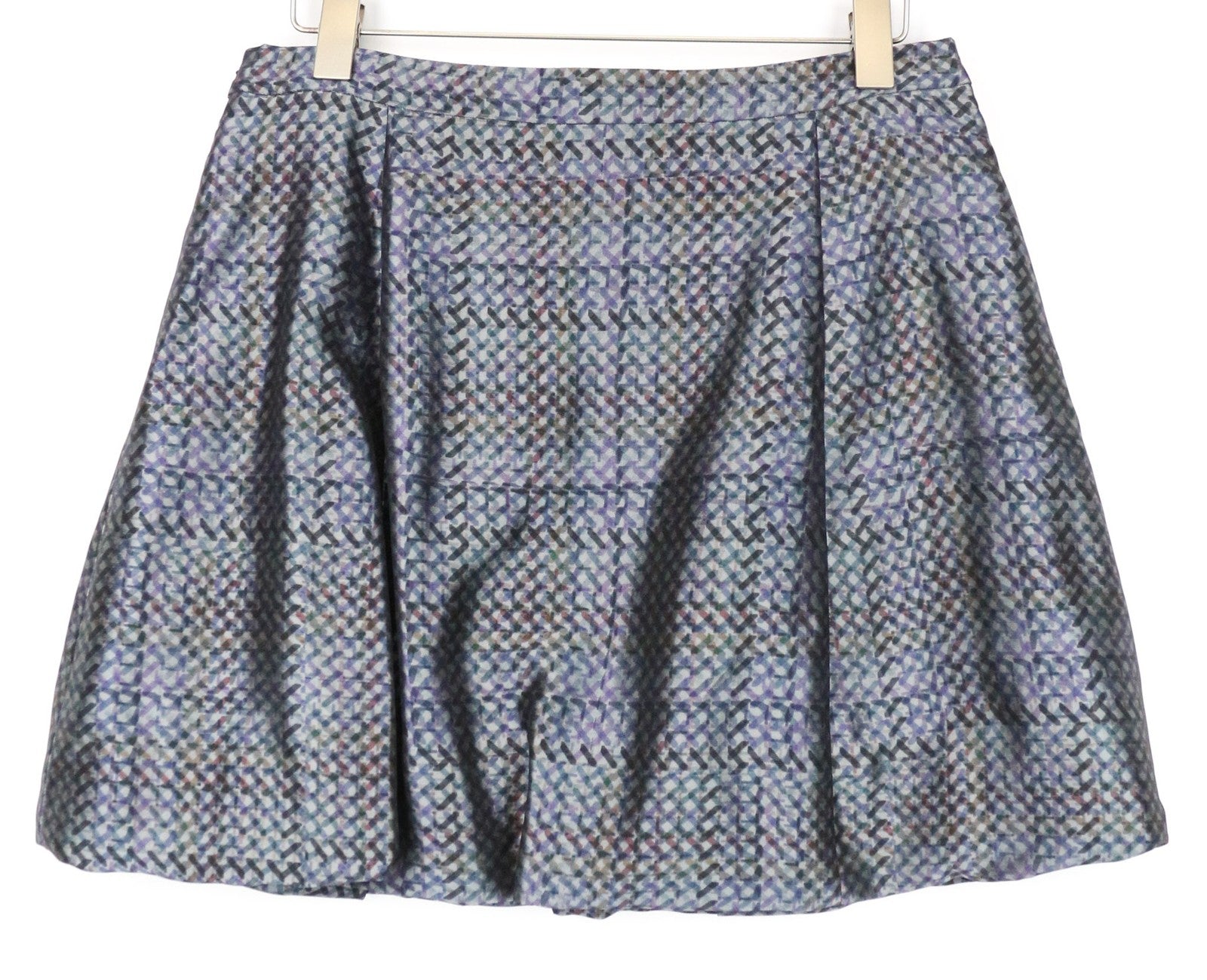 EMPORIO ARMANI Women's IT44/UK12 Grey Pleated Bubble Mini Skirt Lined Patterned