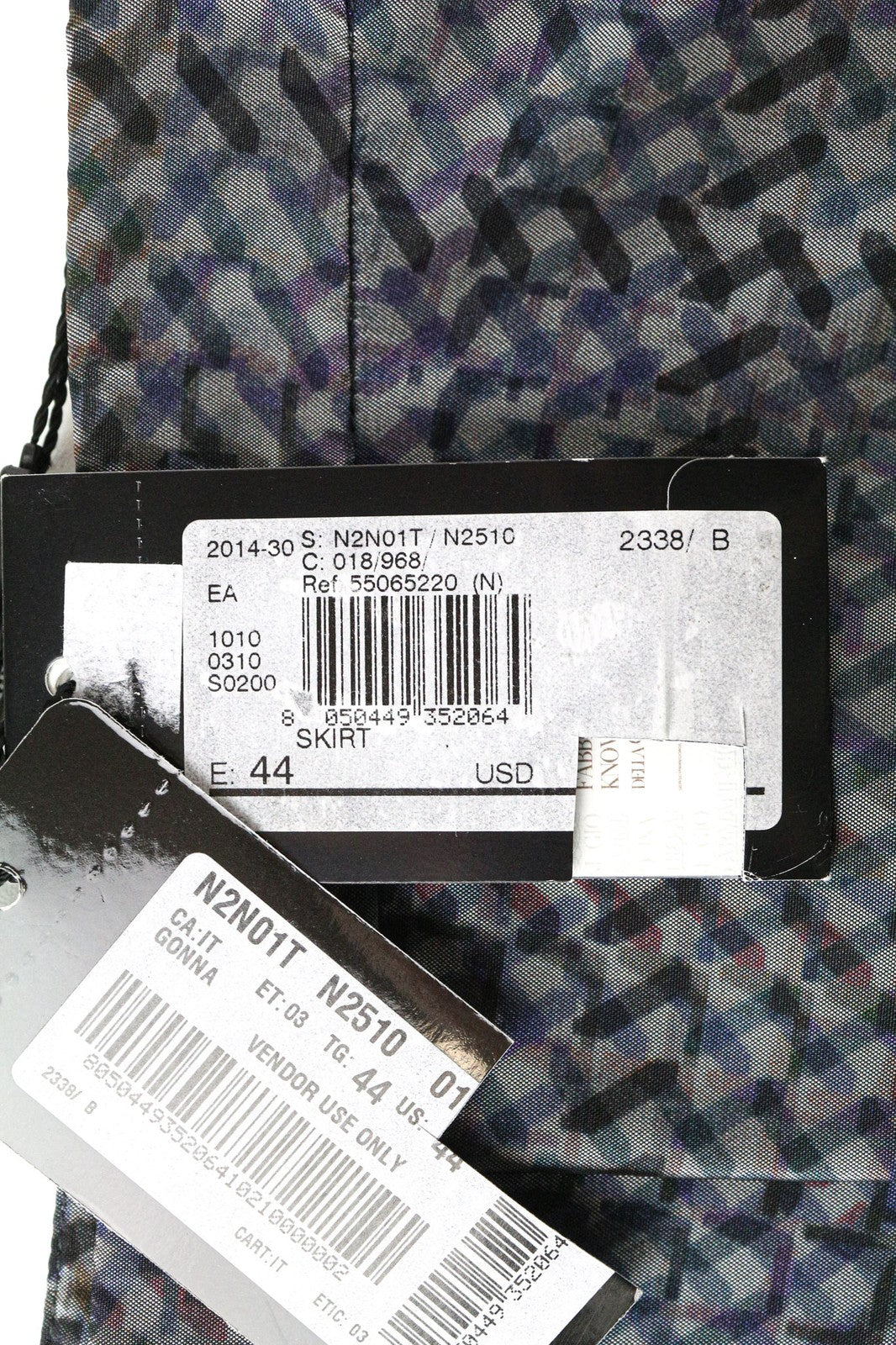 EMPORIO ARMANI Women's IT44/UK12 Grey Pleated Bubble Mini Skirt Lined Patterned