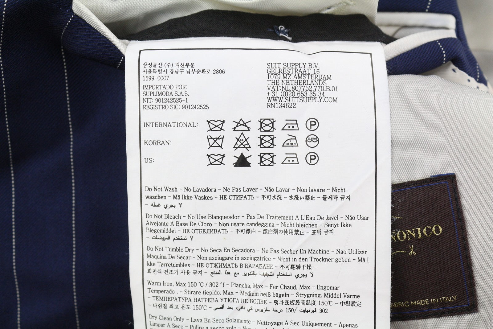 SUITSUPPLY La Spalla Brescia Men Suit UK34R UK36L Blue Wool Pinstriped 2 Piece