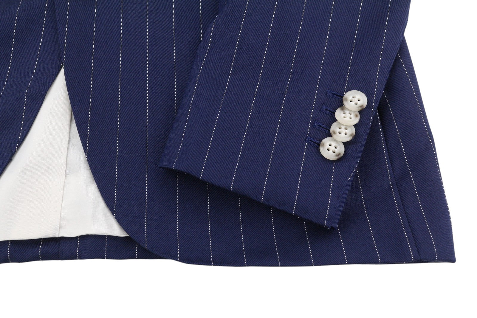 SUITSUPPLY La Spalla Brescia Men Suit UK34R UK36L Blue Wool Pinstriped 2 Piece