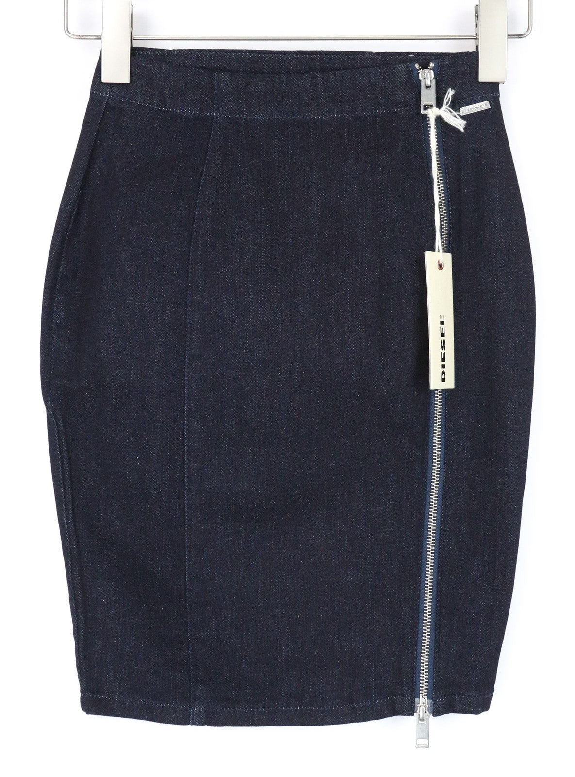 DIESEL DE-TRAX GONNA 0EALB Women's W23 Blue Denim-Like Zipped Pencil Skirt