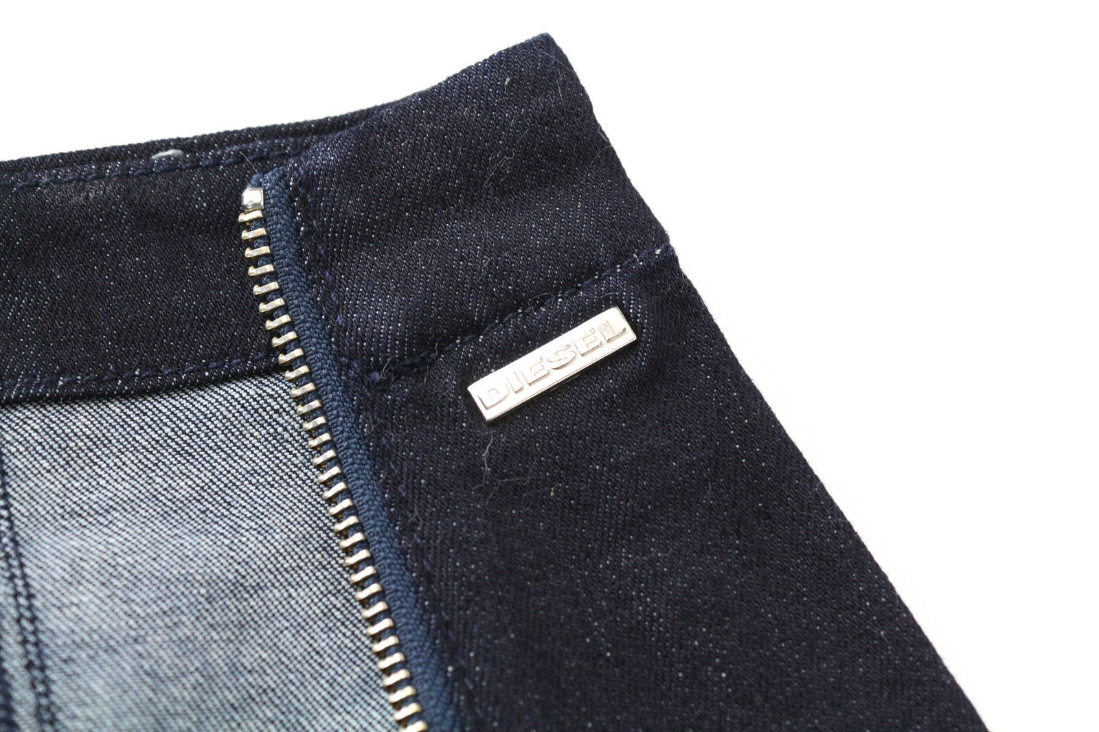 DIESEL DE-TRAX GONNA 0EALB Women's W23 Blue Denim-Like Zipped Pencil Skirt