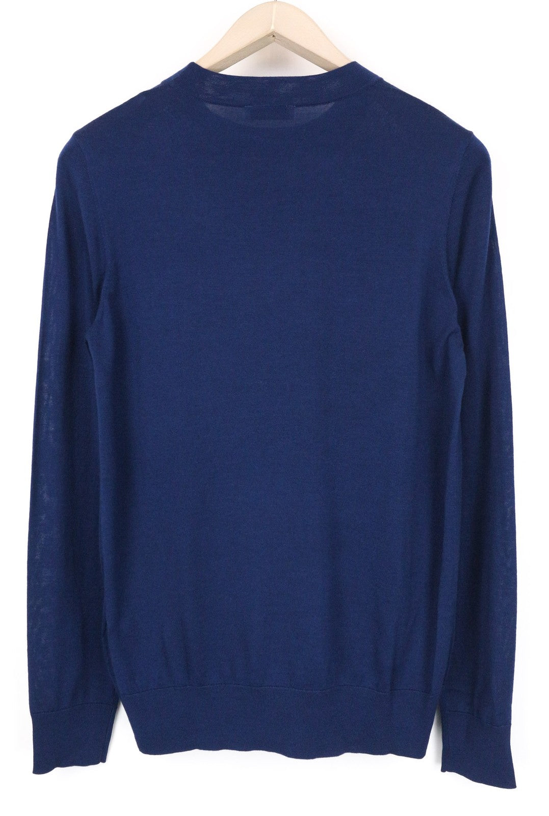 SANDRO Men's XS Navy Blue Slim Pure Wool Sweater Crew Neck Knit Jumper
