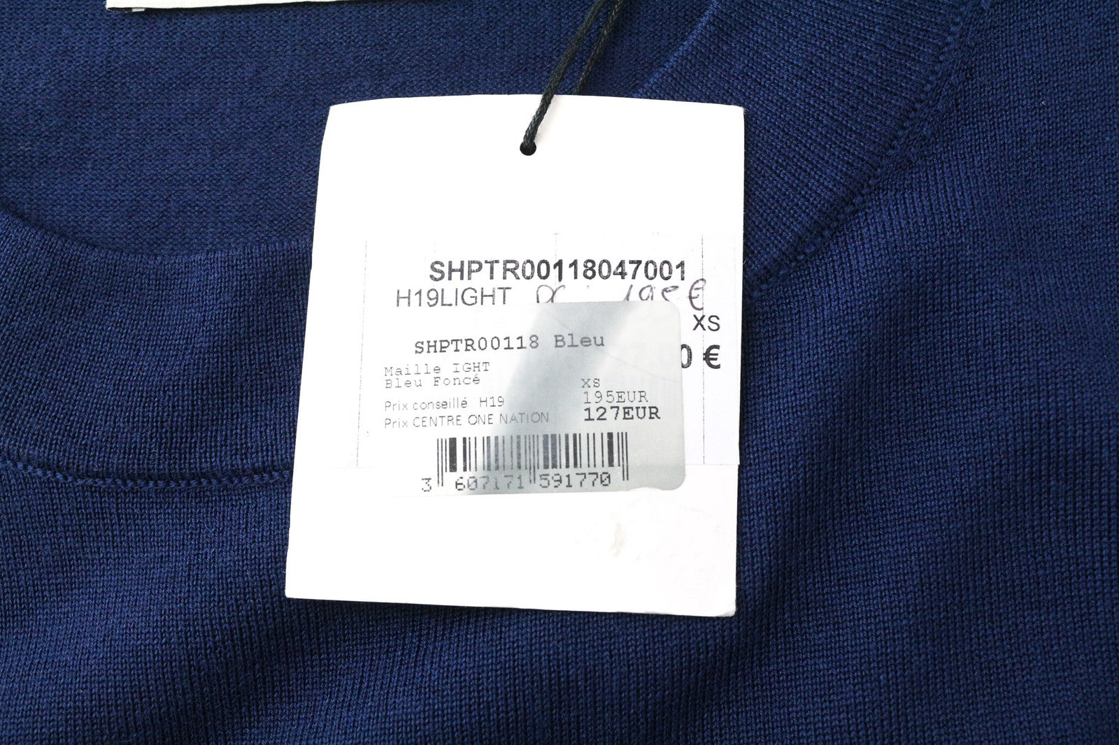 SANDRO Men's XS Navy Blue Slim Pure Wool Sweater Crew Neck Knit Jumper