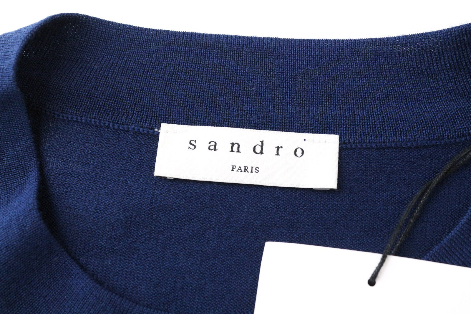 SANDRO Men's XS Navy Blue Slim Pure Wool Sweater Crew Neck Knit Jumper