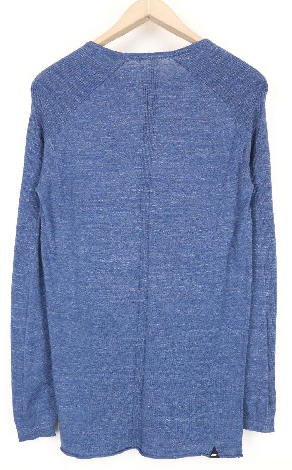 DENHAM Carver Men's XS Blue Marl Cotton Melange Knit Sweater Crew Neck Jumper