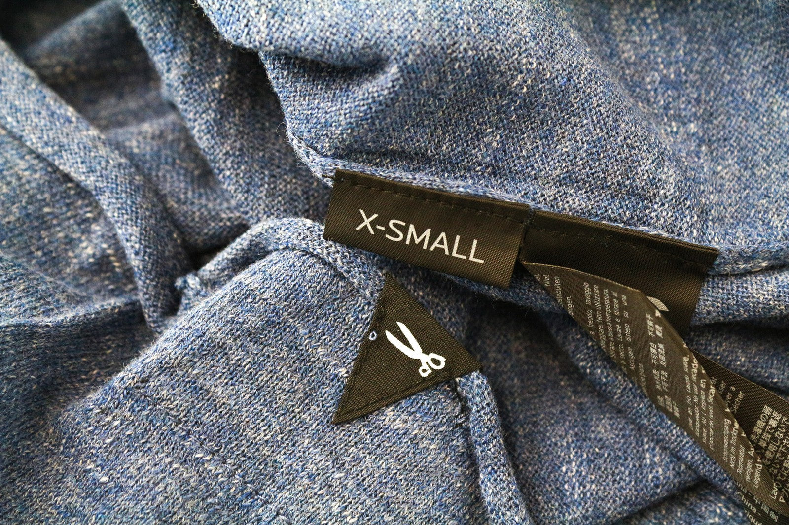 DENHAM Carver vyriškas XS dydžio mėlynas marlinis medvilninis melanžas megztinis apvalia kaklo apykakle 