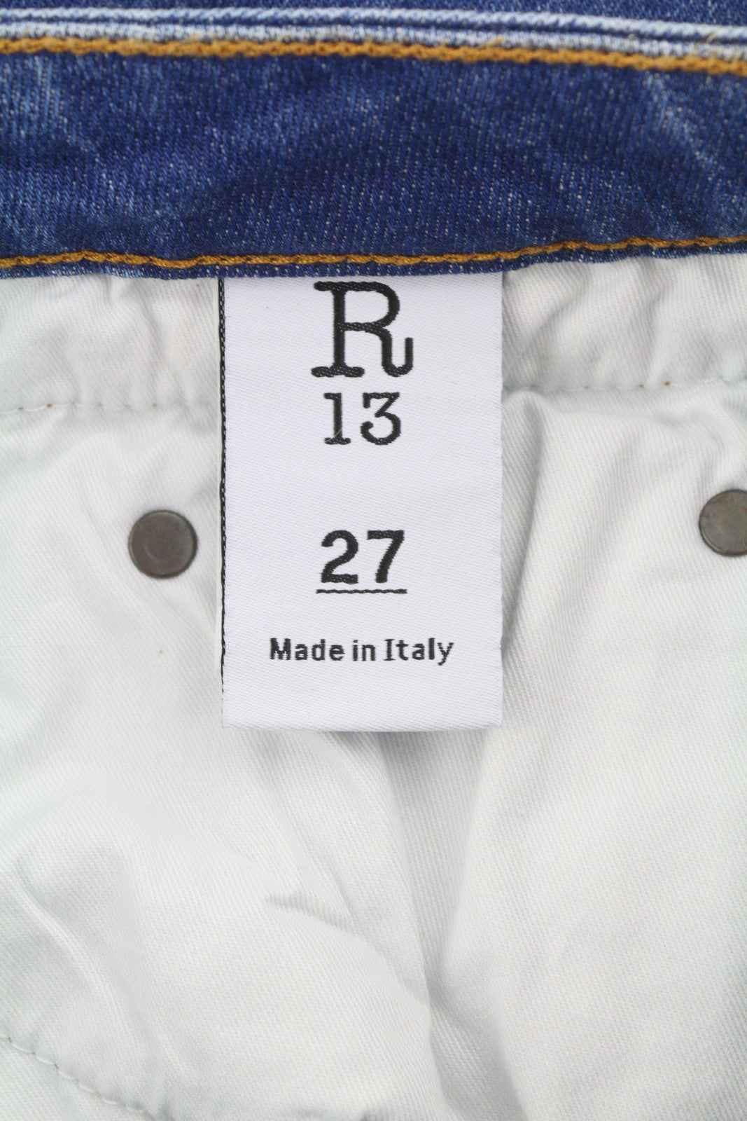 R13 Boy Straight Women Jeans 27 Carlton Stretch Ankle Length Cropped Denim Blue