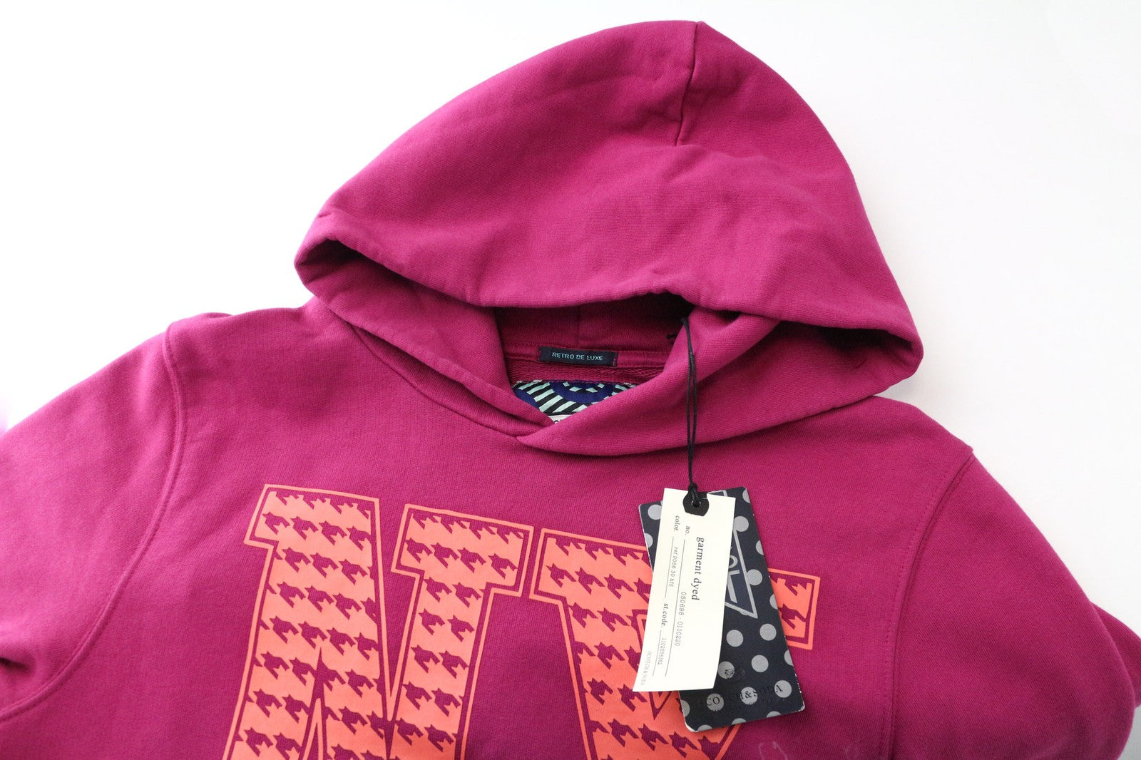 SCOTCH & SODA Men's S Purple Pink Graphic Hoodie Jersey Sweatshirt Garment-Dyed