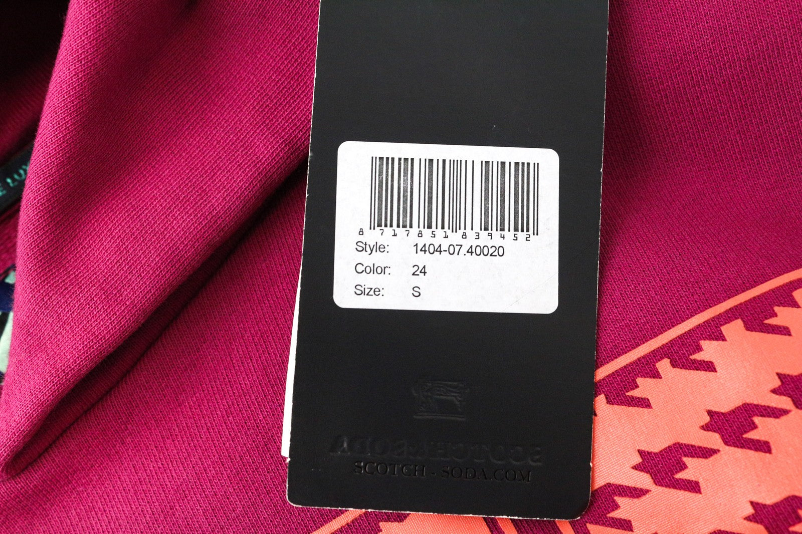 SCOTCH & SODA Men's S Purple Pink Graphic Hoodie Jersey Sweatshirt Garment-Dyed