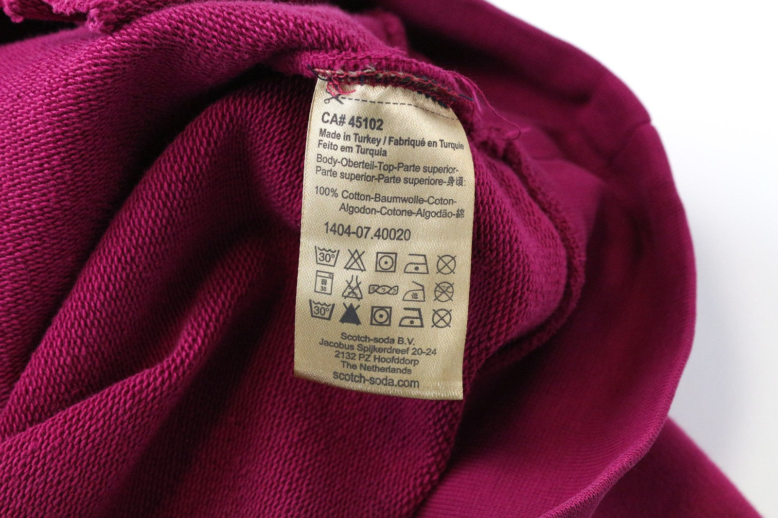 SCOTCH & SODA Men's S Purple Pink Graphic Hoodie Jersey Sweatshirt Garment-Dyed