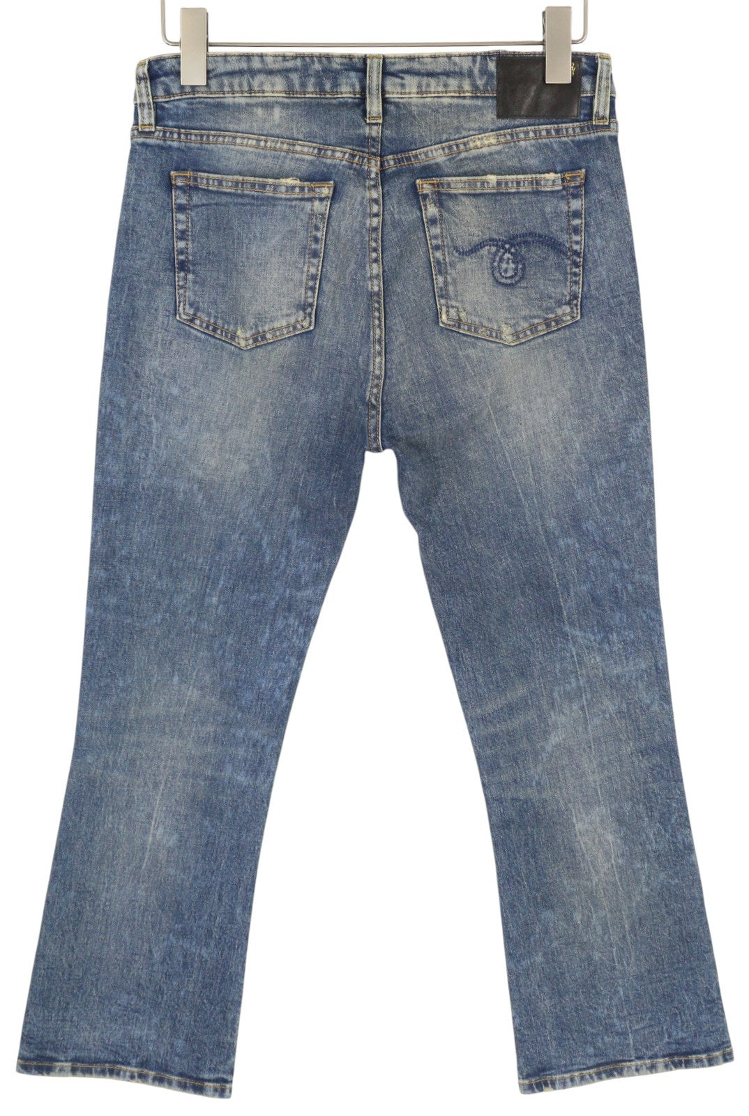 R13 Kick Fit Women Jeans 29 Kelly Stretch Fade Effect Whiskers Cropped RRP€699