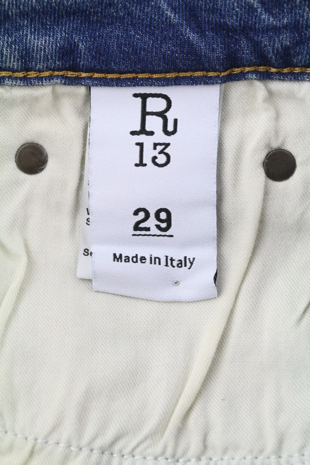 R13 Kick Fit Women Jeans 29 Kelly Stretch Fade Effect Whiskers Cropped RRP€699