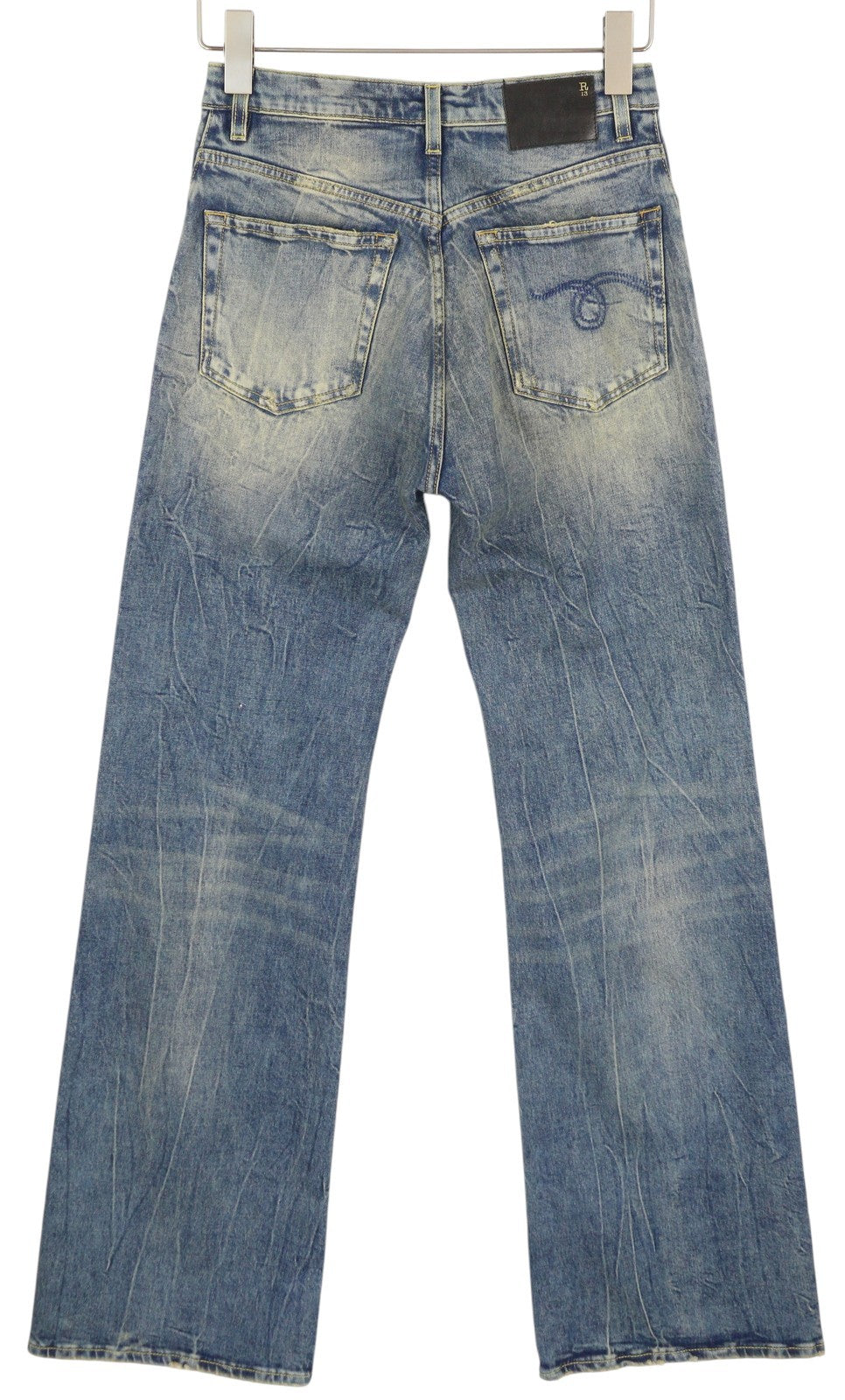 R13 Jane Women Jeans 26 Kelly Stretch Faded Washed Faded Flare Fit Blue RRP€699