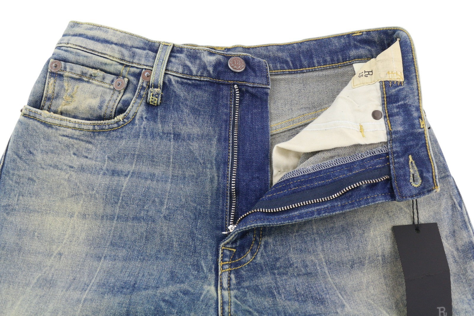 R13 Jane Women Jeans 26 Kelly Stretch Faded Washed Faded Flare Fit Blue RRP€699