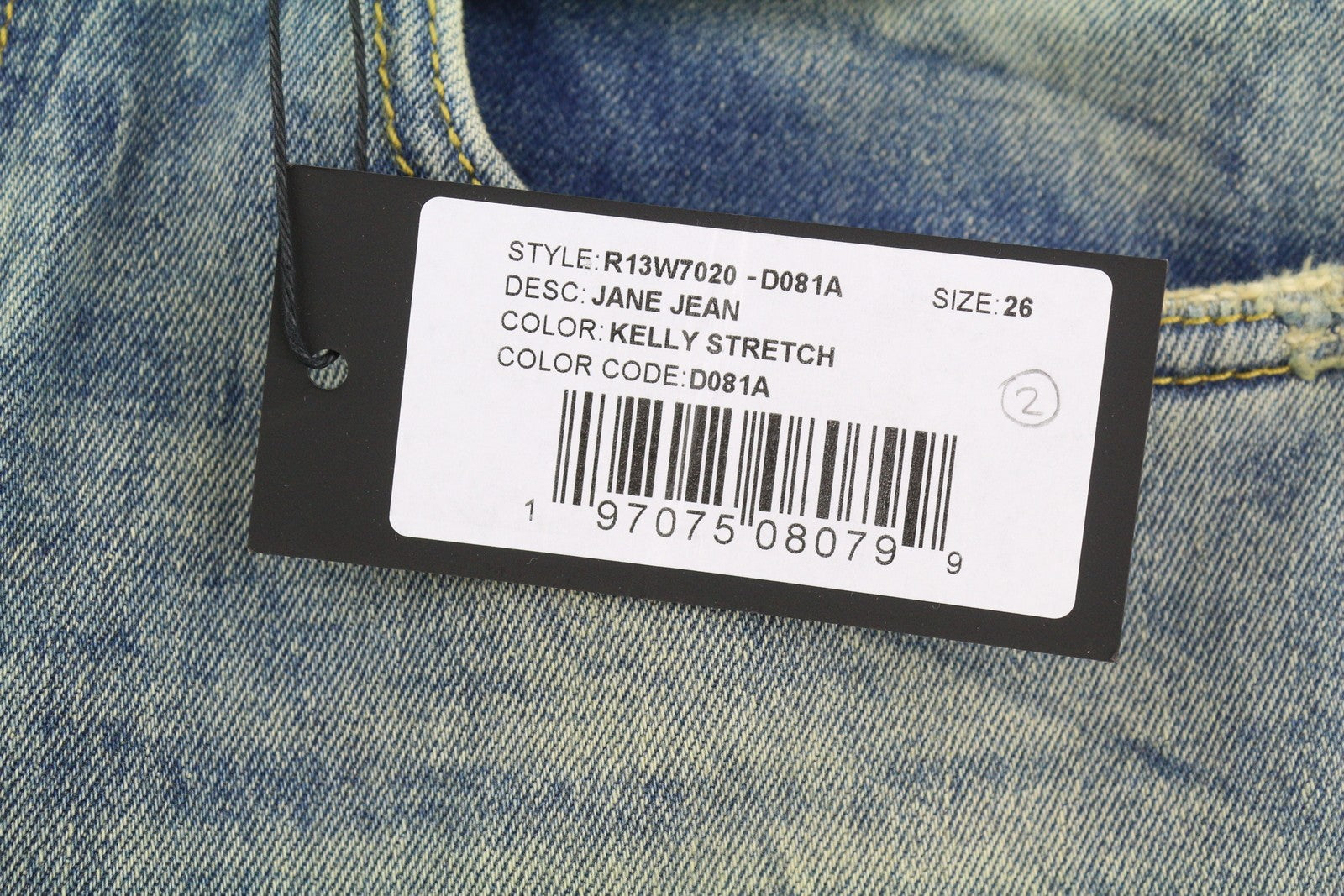 R13 Jane Women Jeans 26 Kelly Stretch Faded Washed Faded Flare Fit Blue RRP€699