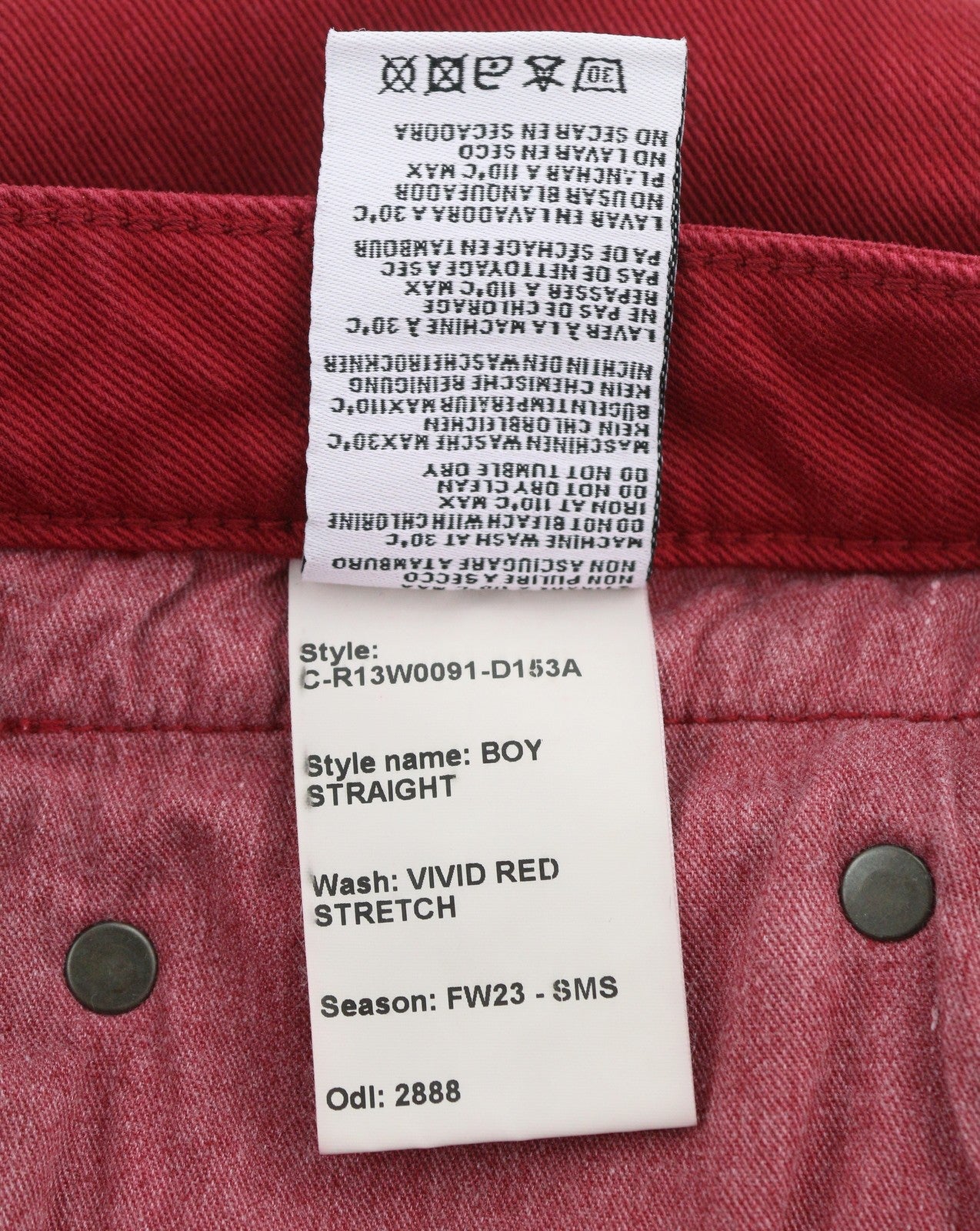 R13 Boy Straight Women Jeans 27 Vivid Red Stretch Cropped Ankle Length Zip Fly