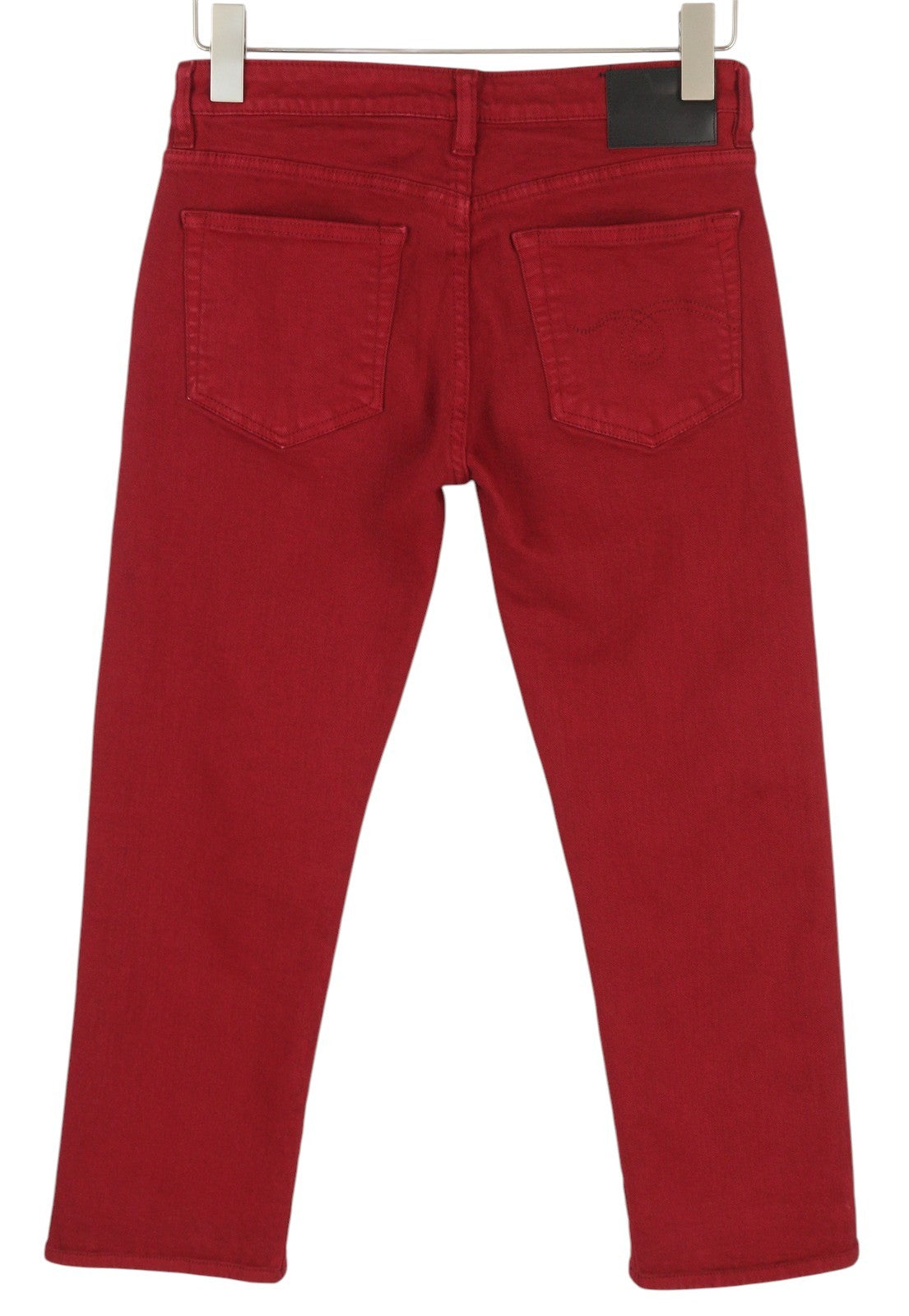 R13 Boy Straight Women Jeans 27 Vivid Red Stretch Cropped Ankle Length Zip Fly
