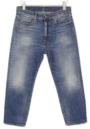 R13 Boyfriend Women Jeans 28 Garnet Blue Faded Cropped Ankle Length Zip Fly