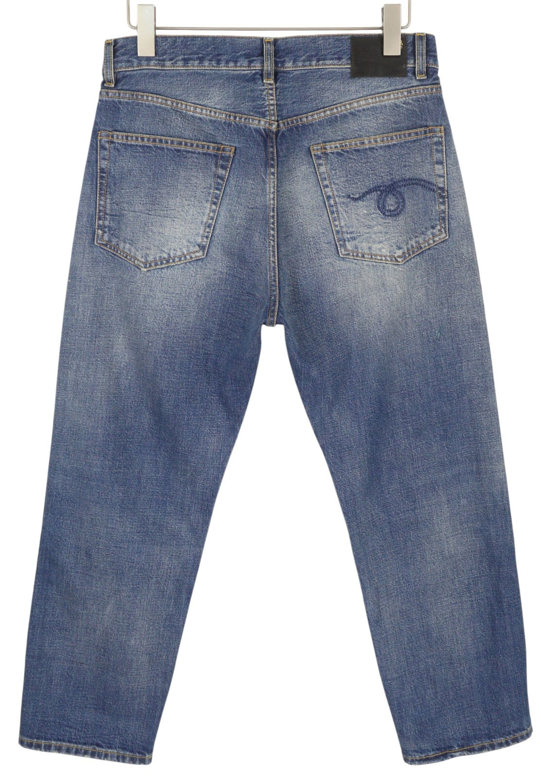 R13 Boyfriend Women Jeans 28 Garnet Blue Faded Cropped Ankle Length Zip Fly