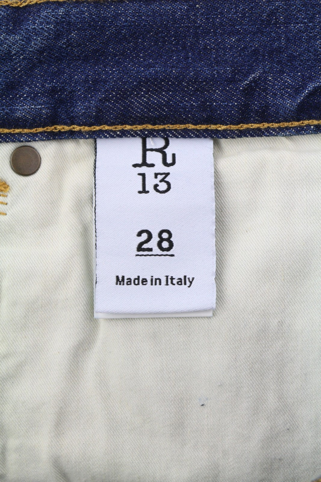 R13 Boyfriend Women Jeans 28 Garnet Blue Faded Cropped Ankle Length Zip Fly