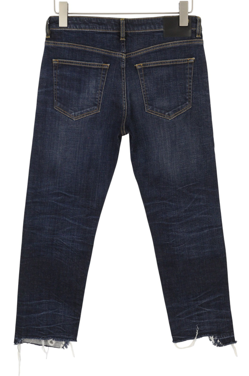 R13 Boy Straight Women Jeans 27 Blue Faded Whiskers Distress Ankle Cropped Denim