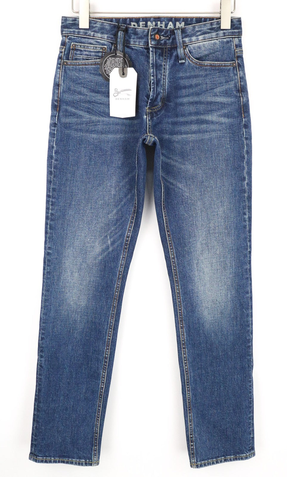 DENHAM Drill Men's W27/L32 Blue Slim Tapered Stretch Classic Button Jeans