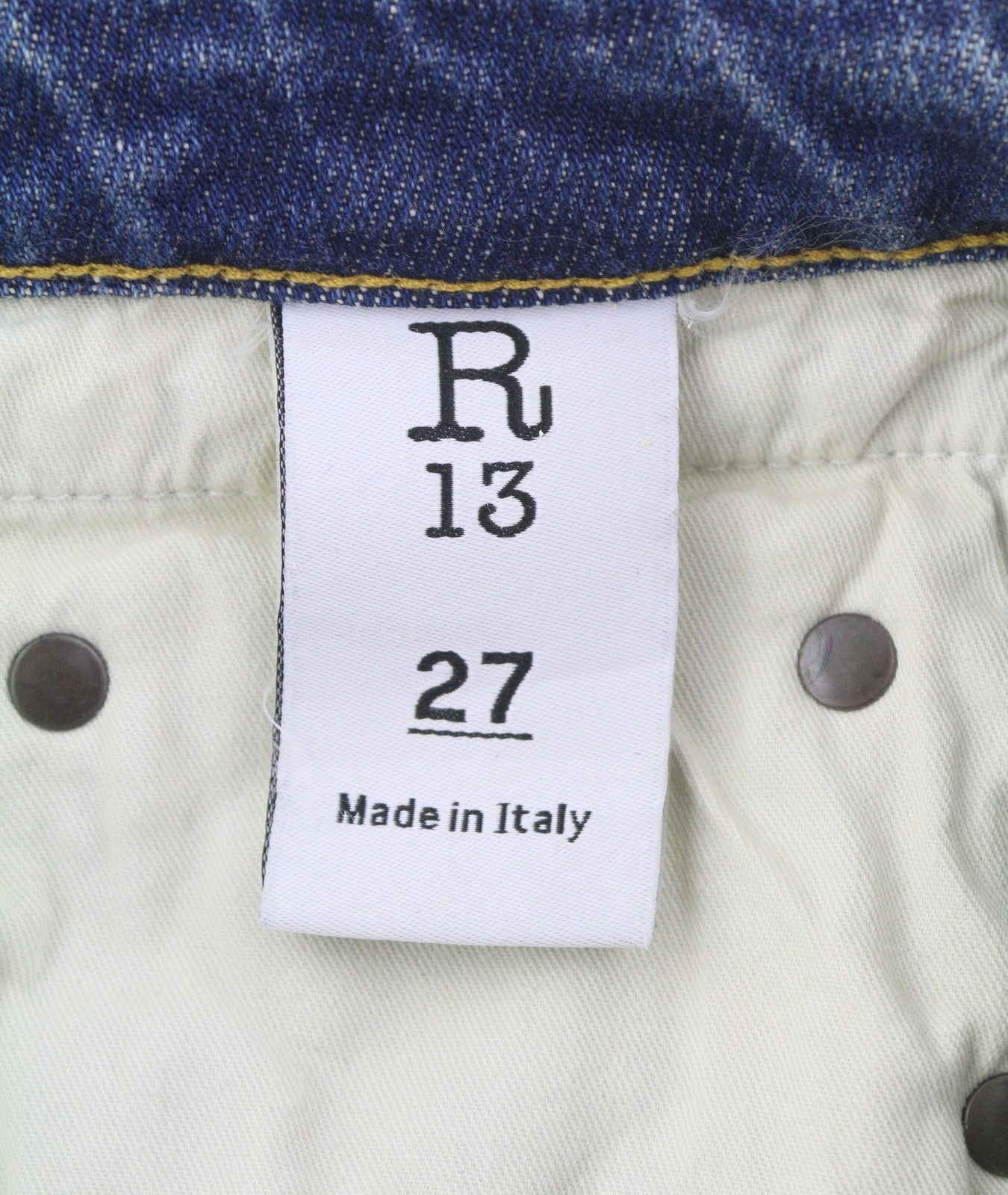 R13 Boy Straight Women Jeans 27 Blue Stretch Faded Distress Ankle Cropped Denim