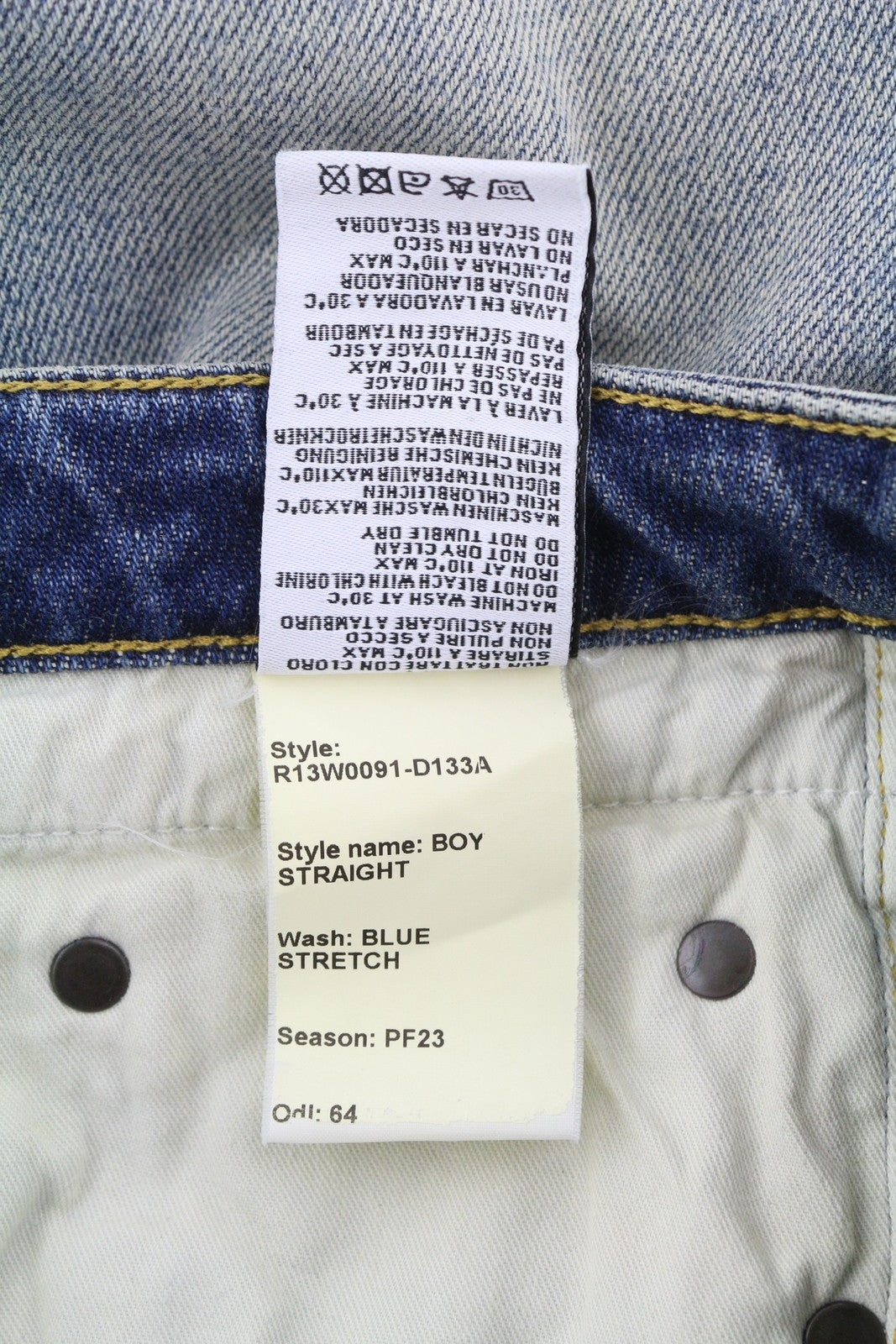 R13 Boy Straight Women Jeans 27 Blue Stretch Faded Distress Ankle Cropped Denim