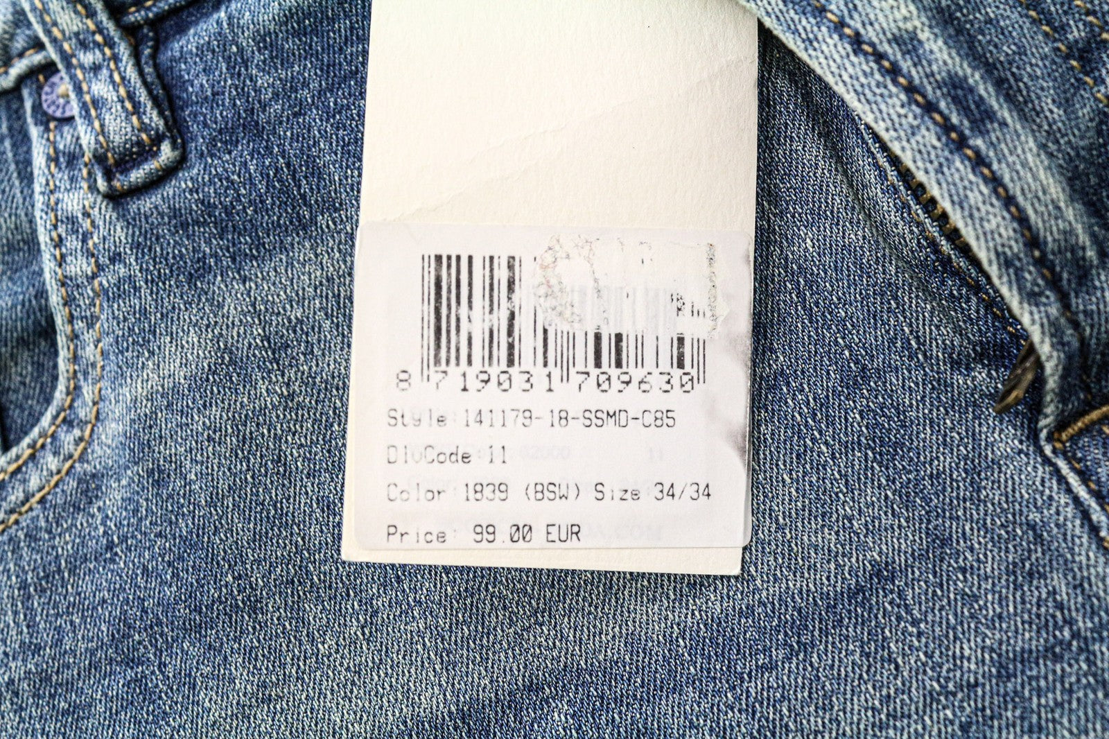 SCOTCH & SODA Skim Men's W34/L34 Blue Skinny Stretch Zippered Faded Jeans