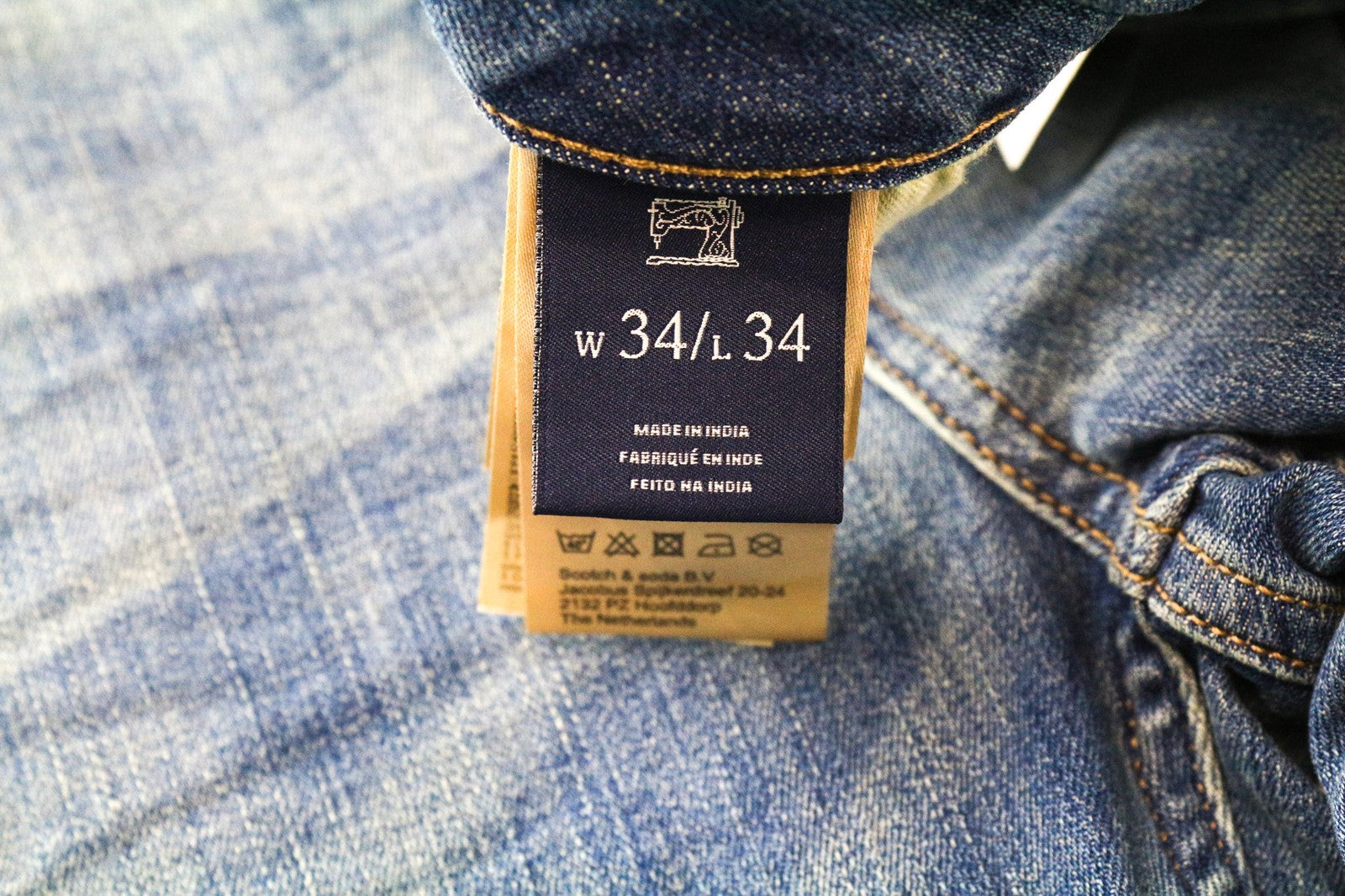 SCOTCH & SODA Skim Men's W34/L34 Blue Skinny Stretch Zippered Faded Jeans