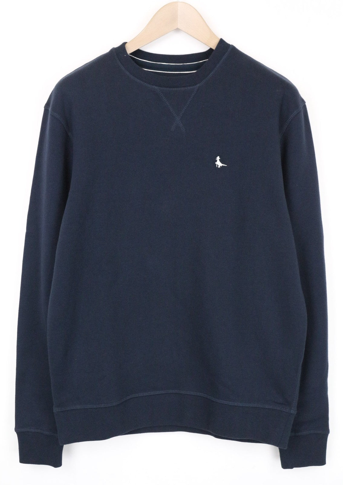 JACK WILLS Men's Sweatshirt S Navy Blue Crew Neck Cotton Jersey Fleece Pullover