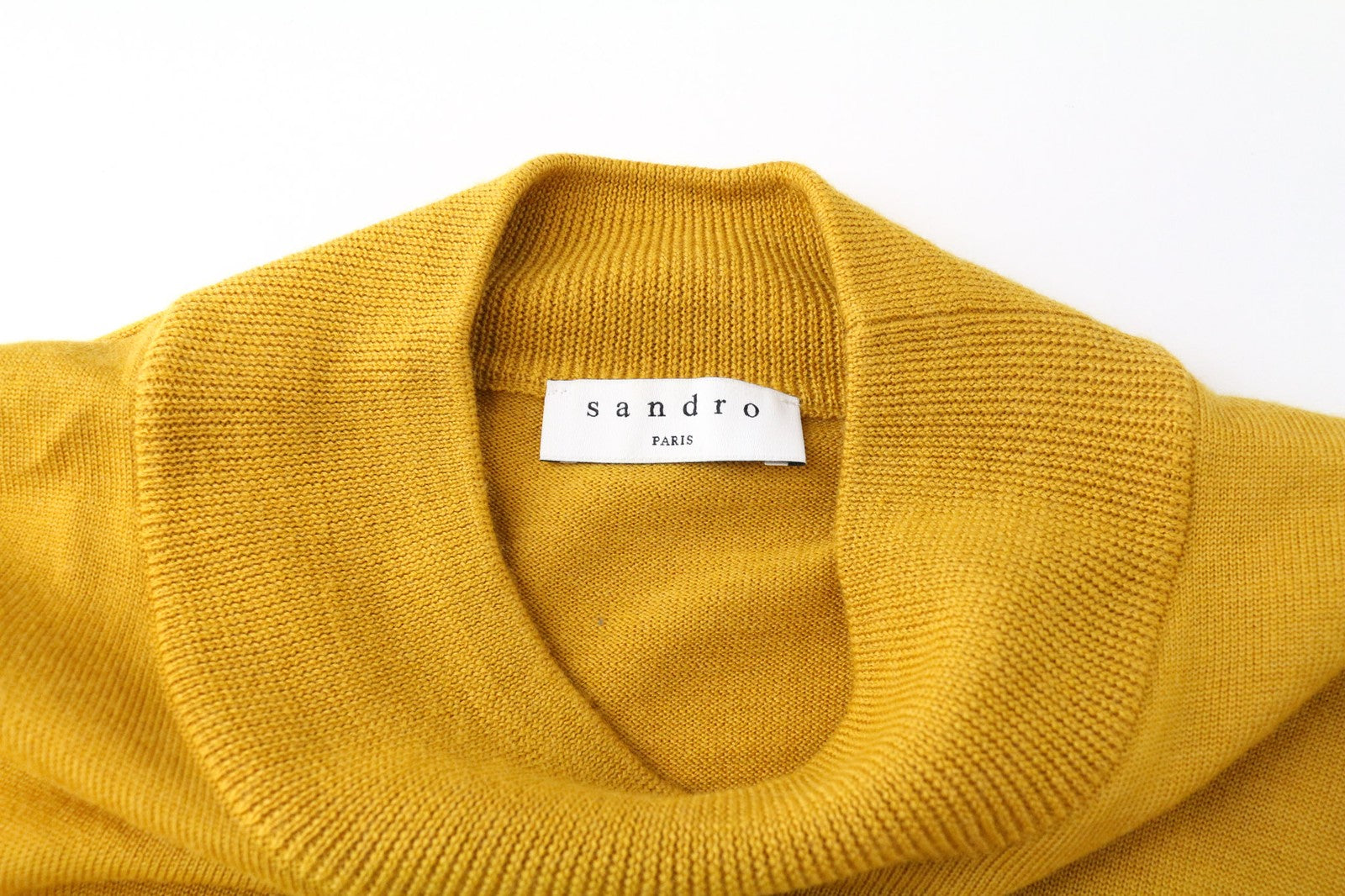 SANDRO Men's Jumper XS Mustard Yellow Pure Wool Knit Crew Neck Pullover